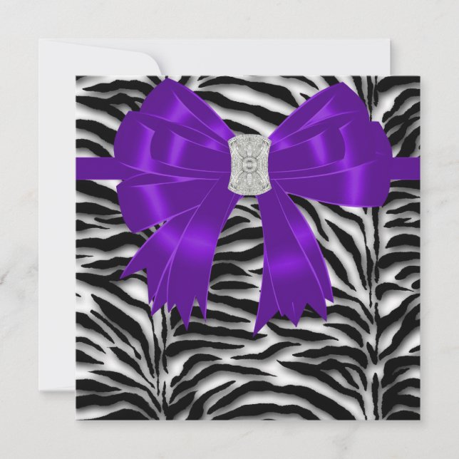 Invitation Purple et Black Zebra All Occasion Party (Devant)