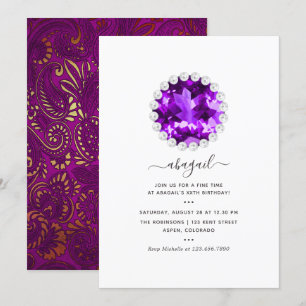 Invitation Purple et Gold Mardi Gras fête d'anniversaire