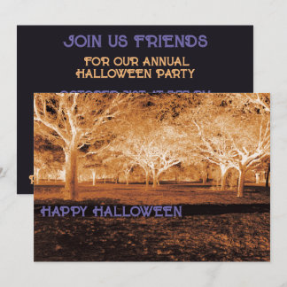 Invitation Purple et Orange Halloween Party Scanner Woods