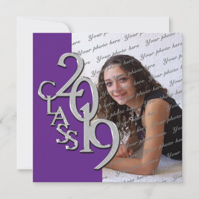 Invitation Purple et Silver 2019 Graduation (Devant)
