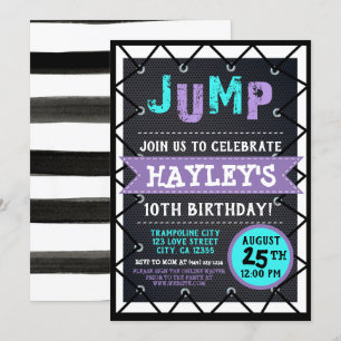 Invitation Purple et Turquoises filles Jump & Play Trampoline