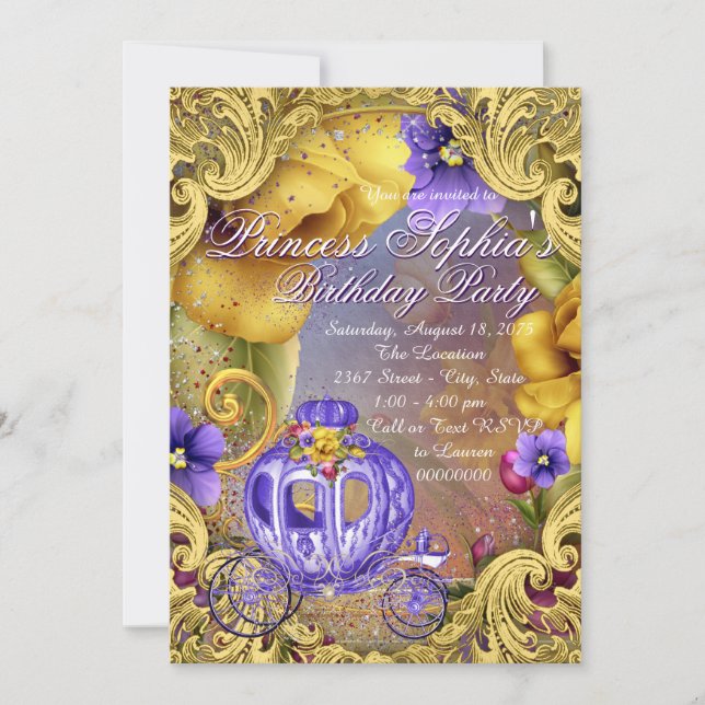 Invitation Purple Fairytale Princess Anniversaire (Devant)