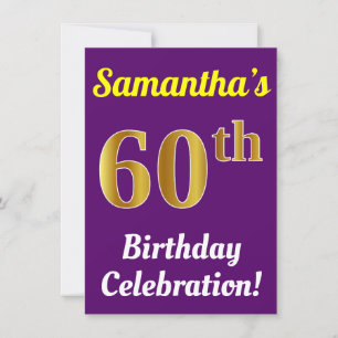 Invitation Purple, Faux Gold 60e anniversaire Célébration + N