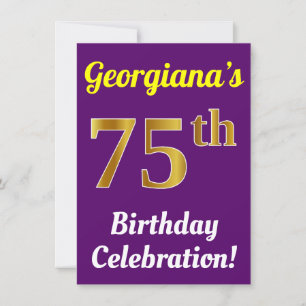 Invitation Purple, Faux Gold 75e anniversaire Célébration + N