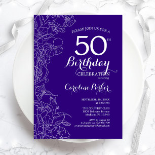 Invitation Purple Floral 50e fête d'anniversaire