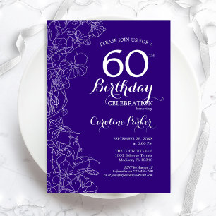 Invitation Purple Floral 60e fête d'anniversaire