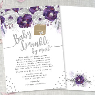 Invitation Purple Floral Baby Sprinking par la poste