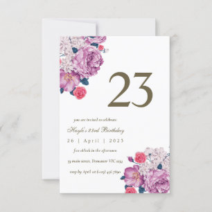 Invitation Purple Floral Botanical Simple Chic 23ème annivers