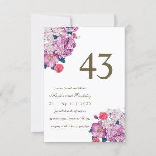 Invitation Purple Floral Botanical Simple Chic 43ème annivers