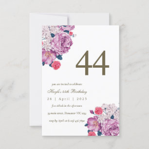 Invitation Purple Floral Botanical Simple Chic 44e anniversai