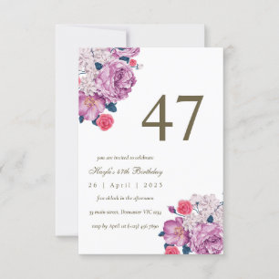 Invitation Purple Floral Botanical Simple Chic 47e anniversai