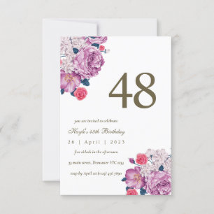 Invitation Purple Floral Botanical Simple Chic 48e anniversai