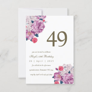 Invitation Purple Floral Botanical Simple Chic 49e anniversai