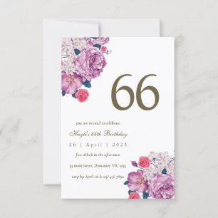 Invitation Purple Floral Botanical Simple Chic 66e anniversai