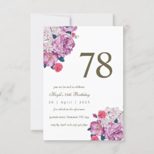 Invitation Purple Floral Botanical Simple Chic 78e anniversai