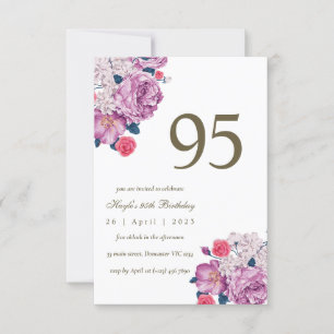 Invitation Purple Floral Botanical Simple Chic 95e anniversai