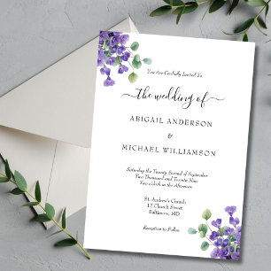 Invitation Purple Floral Eucalyptus Verdure Mariage élégant