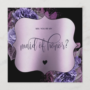 Invitation Purple Floral Gothic serez-vous ma servante d'honn
