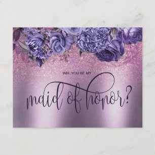 Invitation Purple Floral Gothic, tu seras ma femme d'honneur 