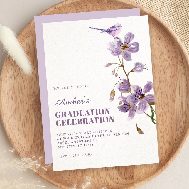 Invitation Purple floral graduation (Créateur téléchargé)