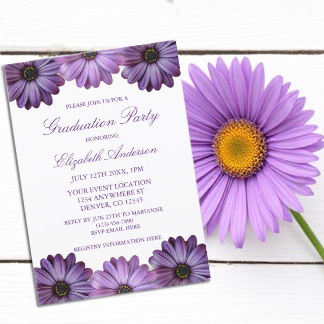 Invitation Purple Floral Graduation Party (Créateur téléchargé)