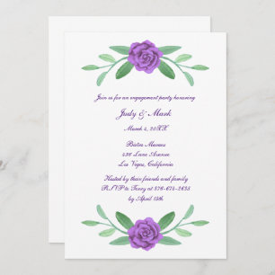 Invitation Purple Floral Green Foliage Engagement