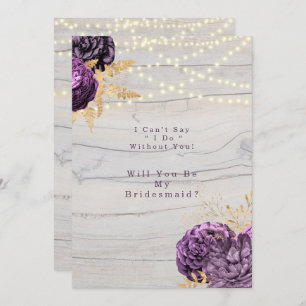 Invitation Purple Floral Lumière En Bois Serez-Vous Ma Femme 