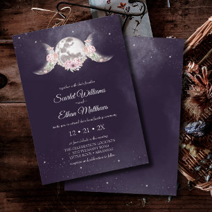 Invitation Purple Floral Phases Lune Mystique