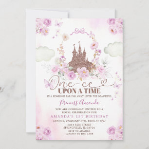 Invitation Purple Floral Princess Royal Castle 1er anniversai