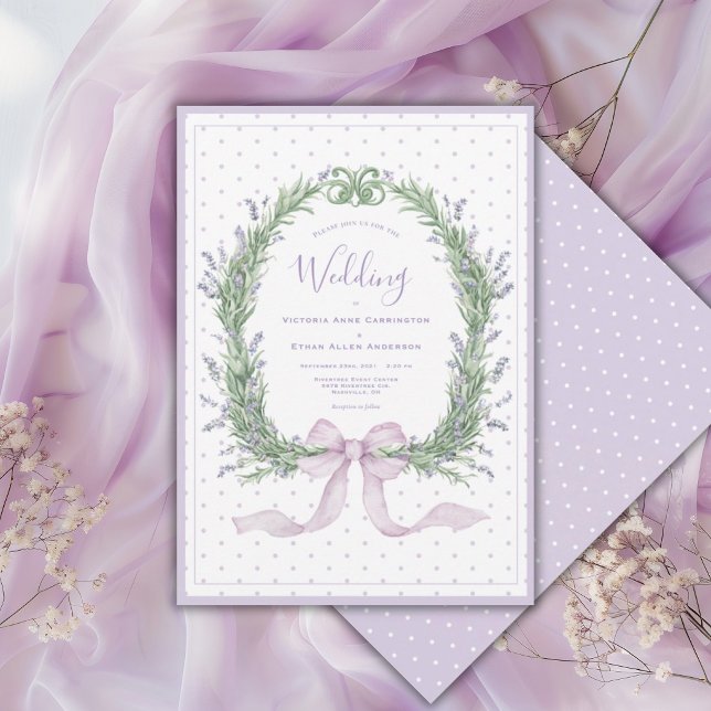 Invitation Purple Floral Whimsical Polkadot Vintage Wedding (Créateur téléchargé)