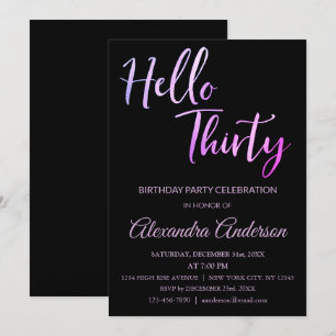 Invitation Purple Foil Bonjour 30 Trente Anniversaire Fête