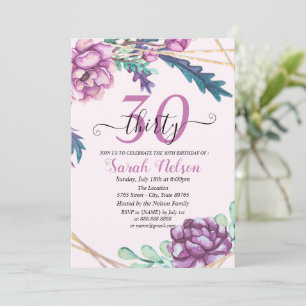 Invitation Purple Géométrique Tropical Floral 30e anniversair