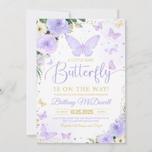 Invitation Purple Girl Butterfly Theme Baby shower