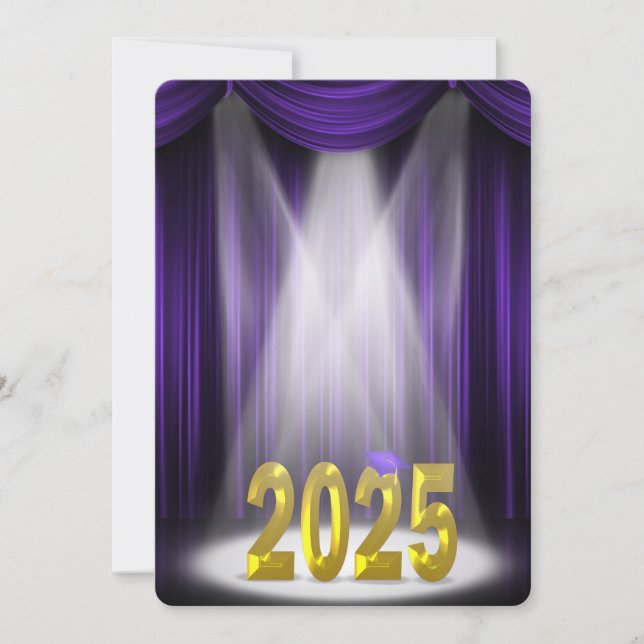 Invitation Purple & Gold 2025 Graduation en vedette (Devant)