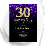 Invitation Purple Gold 30e anniversaire<br><div class="desc">30e anniversaire invitation de fête. Design élégant violet avec de l'or de parties scintillant imitation. Dispose de diamants élégants, lumières de livres et police de script. Femmes ou anniversaires invitations. Idéal pour une fête d'anniversaire pour adultes. Personnalisez avec vos propres détails. Message-moi si vous avez besoin d'une personnalisation plus poussée....</div>