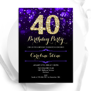 Invitation Purple Gold 40e anniversaire