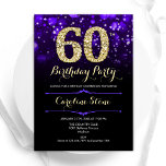 Invitation Purple Gold 60e anniversaire<br><div class="desc">60e anniversaire invitation de fête. Design élégant violet avec de l'or de parties scintillant imitation. Dispose de diamants élégants, lumières de livres et police de script. Hommes ou femmes anniversaire invitation. Idéal pour une fête d'anniversaire pour adultes. Personnalisez avec vos propres détails. Message-moi si vous avez besoin d'une personnalisation plus...</div>