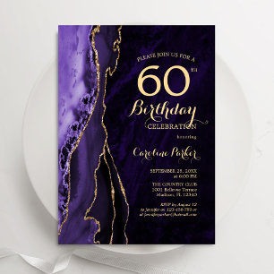 Invitation Purple Gold Agate 60e anniversaire