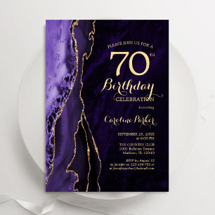 Invitation Purple Gold Agate 70e anniversaire