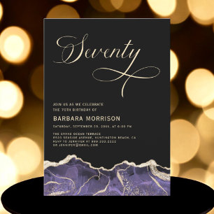 Invitation Purple Gold Agate 70e Soixante-dix Anniversaire