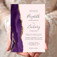 Purple Gold Agate Blush Pink Mariage