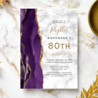 Purple Gold Agate Marbre 80e fête d'anniversaire