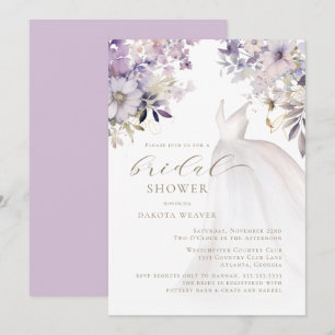 Invitation Purple Gold Fête des mariées de robe Mariage