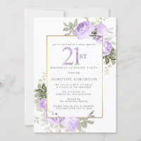 Purple Gold Floral 21e anniversaire Surprise Party