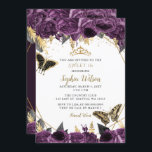 Invitation Purple Gold Floral Butterfly Sweet 16<br><div class="desc">Élégant Purple Gold Floral Papillons Sweet 16 Invitation</div>