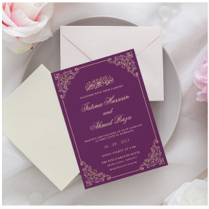 Invitation Purple Gold Nikah Mariage musulman islamique