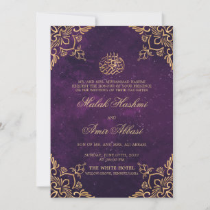 Invitation Purple Gold Oriental Design islamique musulman Mar