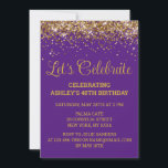 Invitation Purple Gold Parties scintillant 40e anniversaire F<br><div class="desc">Purple and Gold Parties scintillant Invitation,  40e invitation de fête d'anniversaire Quarante,  Fêtons digitale Any Age,  Téléchargement instantané Cinquante Soixante-Dix,  Personnalisé 21e 50e 70e,  Élégant Milestone modèle Sweet 16,  Personnalisé 18e Glam Golden Confetti,  Calligraphie adulte Design moderne,  ic tendance simple pour elle,  Bling 16e quinceanera 15e célébration</div>