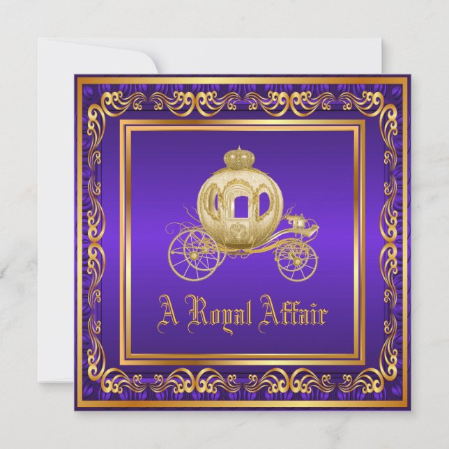 Invitation Purple Gold Royal Anniversaire Douche Corporate Pa (Devant)