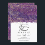 Invitation Purple Gold Splatter Moderne Glam Sweet 16 Partie<br><div class="desc">Customisez pour votre événement.</div>